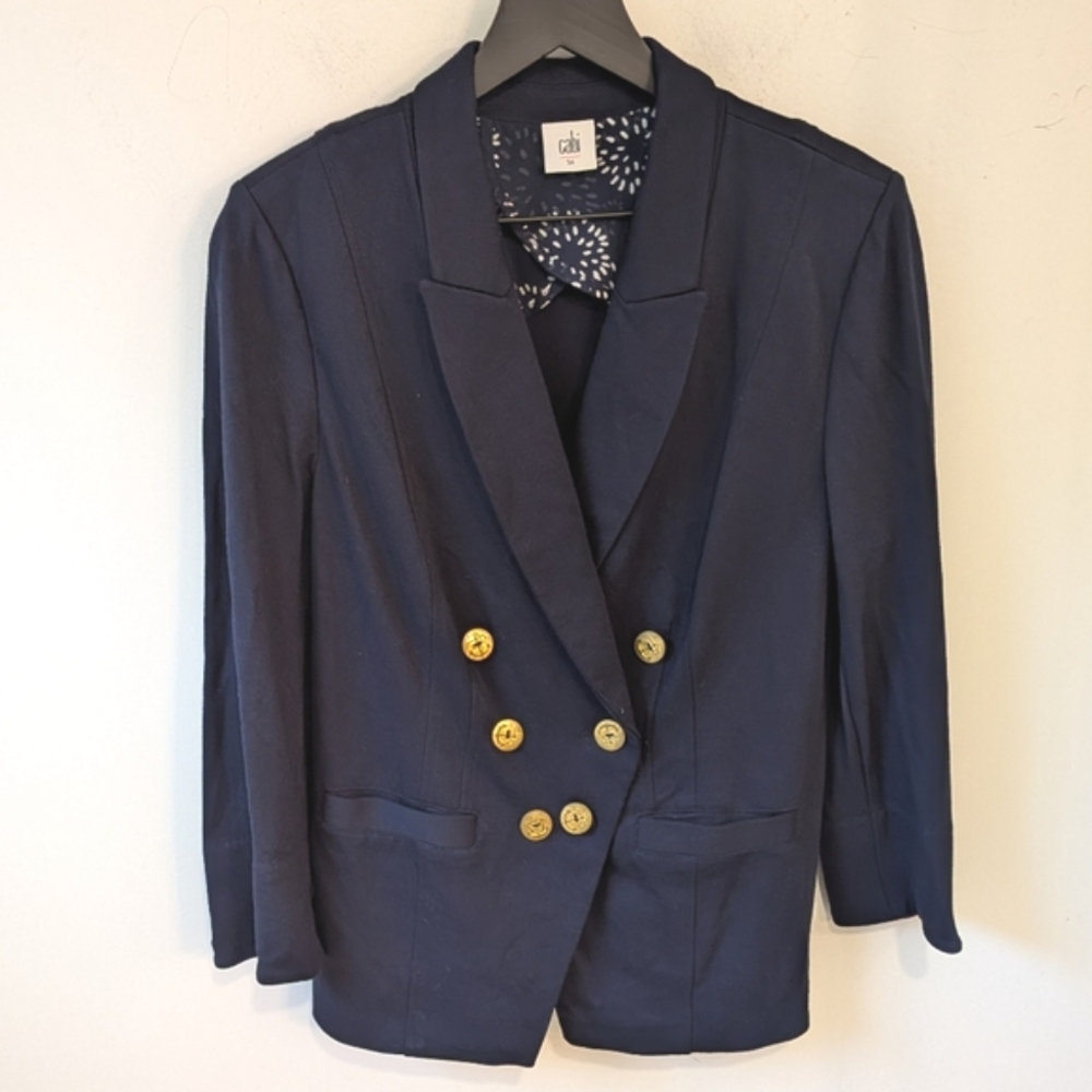 Cabi Women's Navy Blue Grand Slam Nautical Double Breasted Blazer Size 14